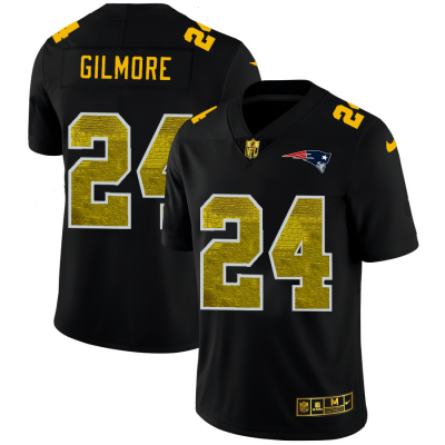 New England New England Patriots #24 Stephon Gilmore Men's Black Nike Golden Sequin Vapor Limited NFL Jersey Men's
